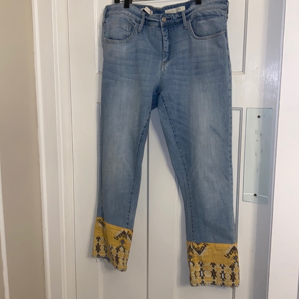 Pilcro and the Letterpress Ankle Jeans Boho Hem Detail Sz 33 FINAL MARKDOWN